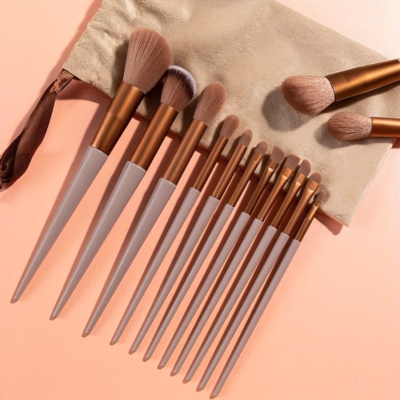 13pcss Makeup Brushes Makeup Kit, Foundation Brush Eyeshadow Brush Make Up Brushes Set (Reddish Brown, 13pcs Set) Birthday And Valentine'S Day Easter Gifts
